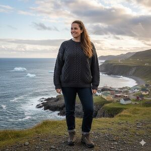 Nonia Newfoundland Handknits wool cable knit sweater fisherman’s style